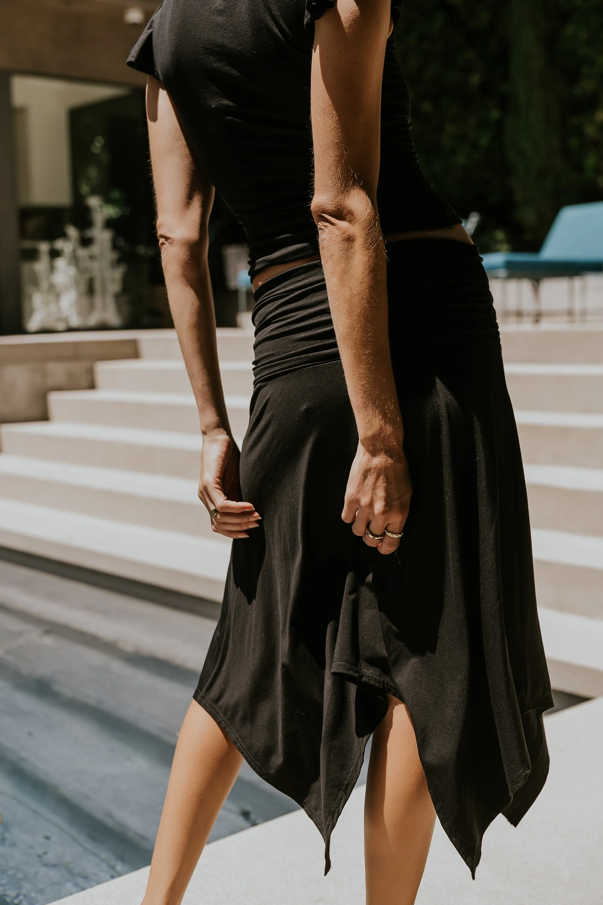 Lydia Asymmetrical Skirt in Black sold by bohme product image thumbnail 2