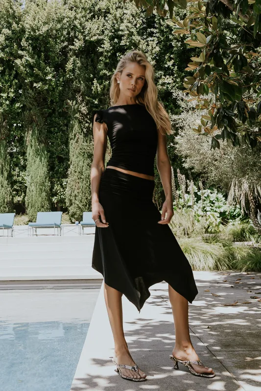 Lydia Asymmetrical Skirt in Black made by bohme