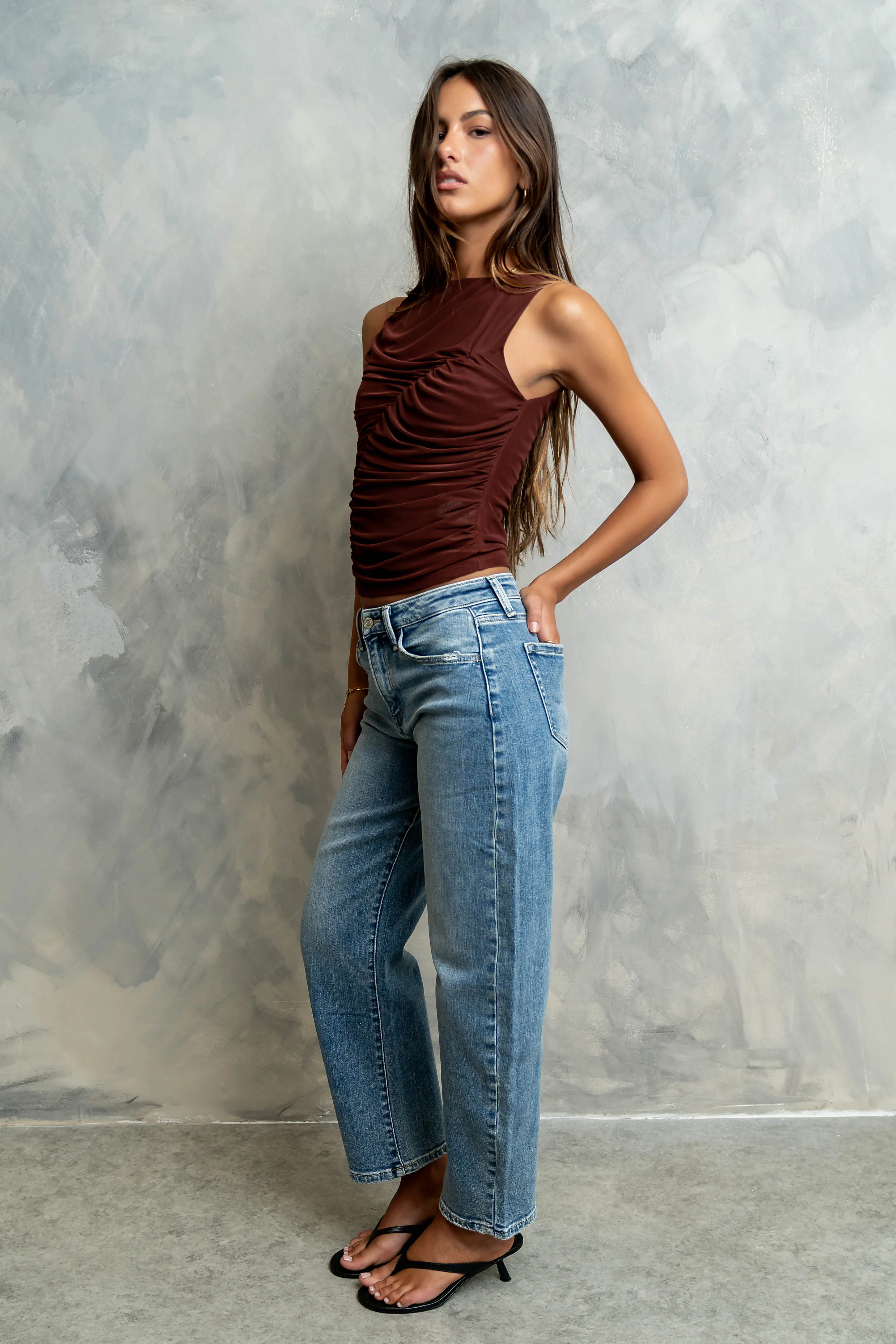 Melly Diagonal Ruched Top in Brown sold by bohme product image thumbnail 4