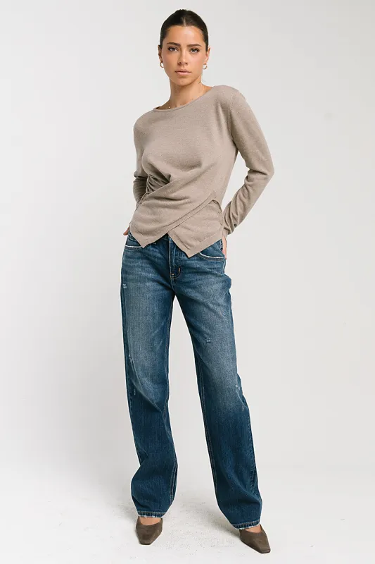Gwen Criss Cross Sweater in Taupe made by bohme