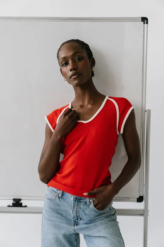 Jessi Contrast Top in Red made by bohme