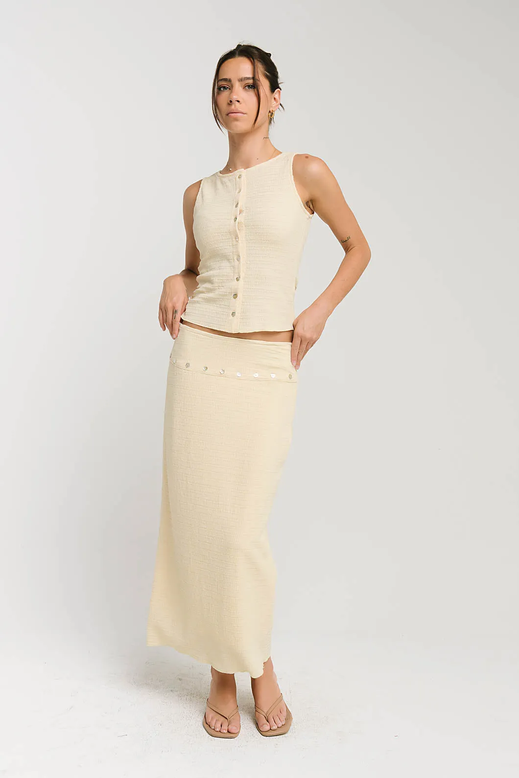 Clara Textured Button Up Tank sold by bohme product image thumbnail 2
