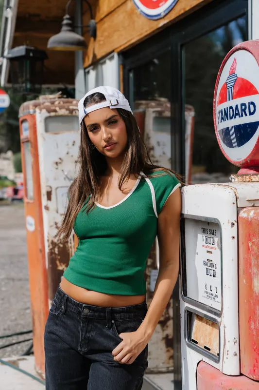 Jessi Contrast Top in Green made by bohme