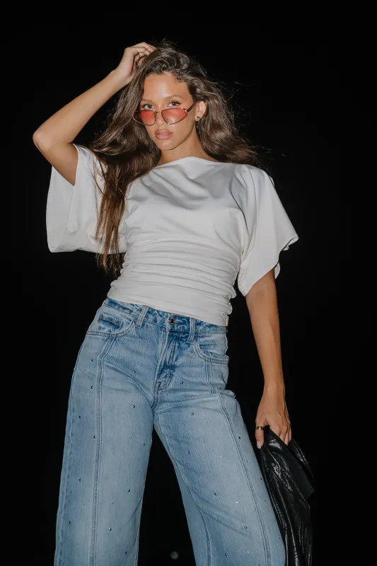 Jaida Ruched Top in Ivory made by bohme