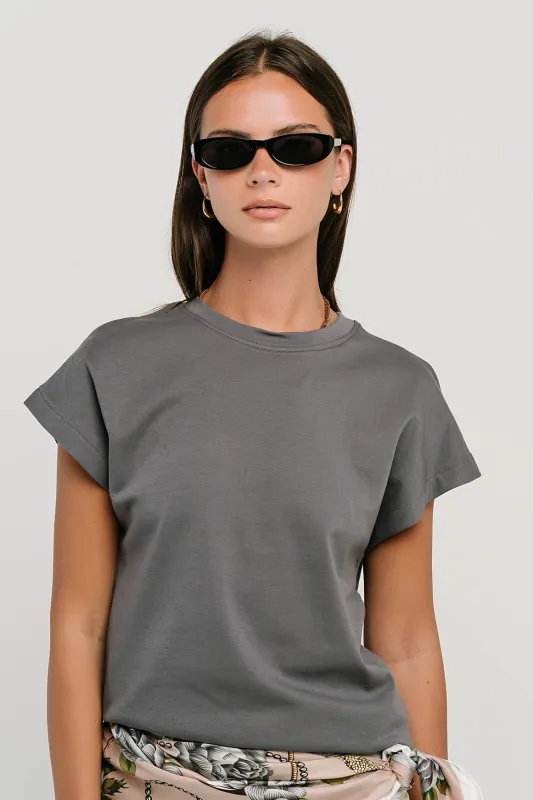 Elara Oversized Tee in Slate Blue made by bohme