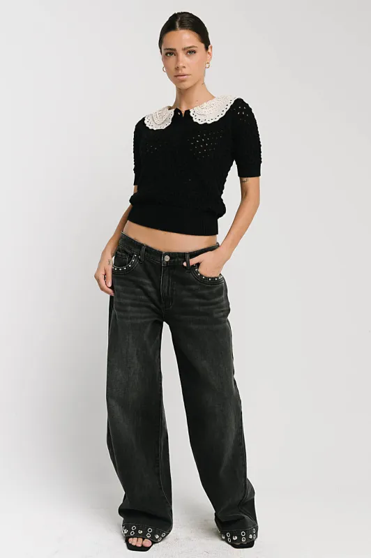 Sunny Crochet Top in Black made by bohme