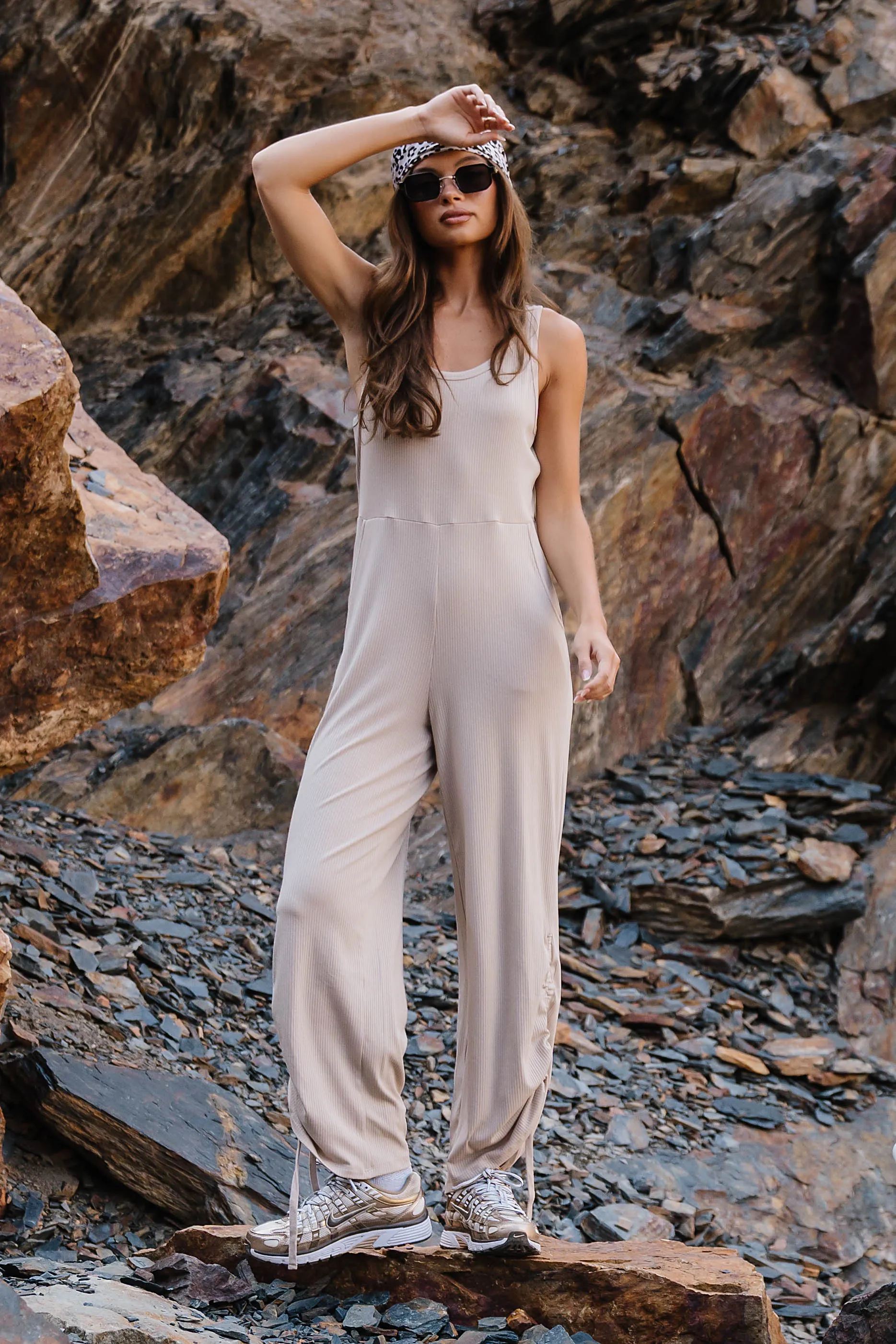 Magnolia Ribbed Jumpsuit in Beige sold by bohme product image thumbnail 4
