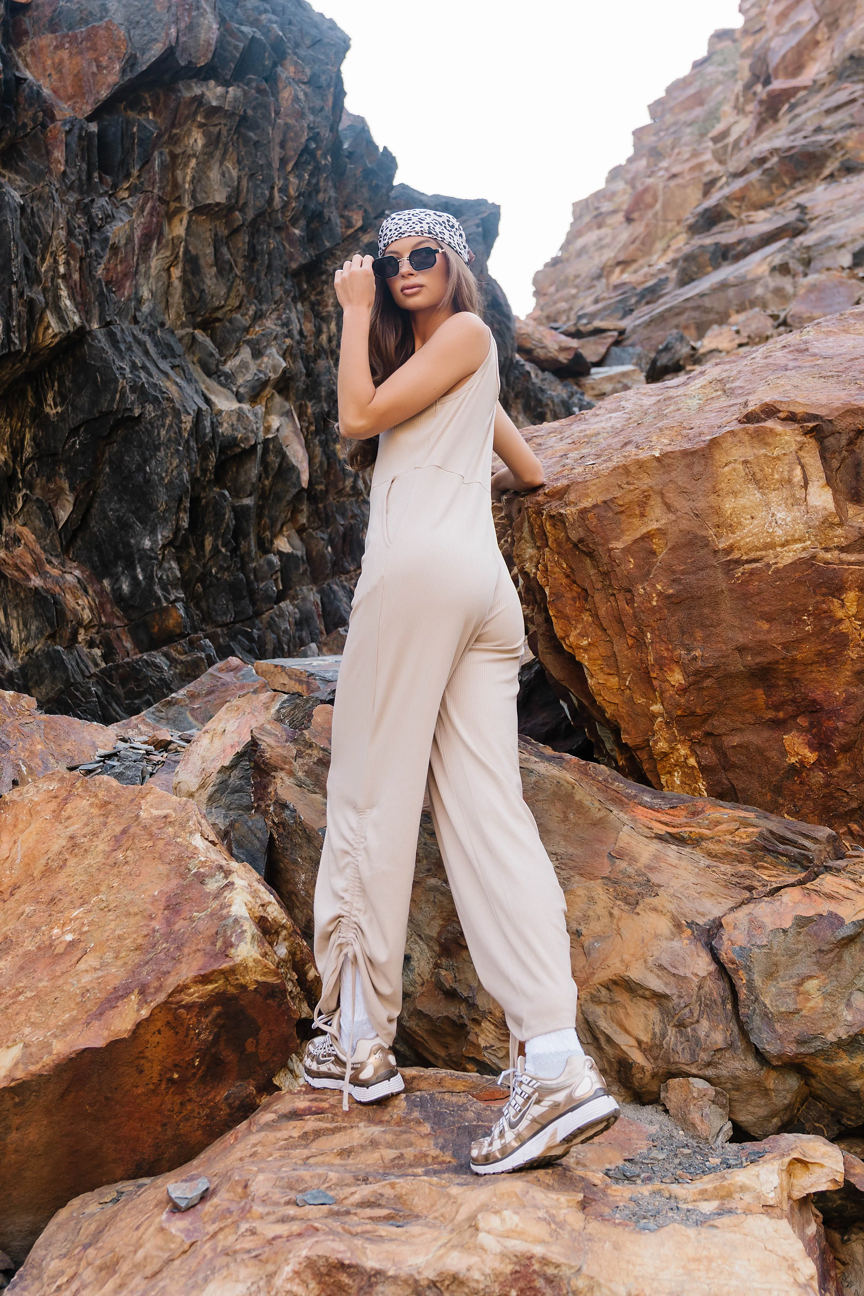 Magnolia Ribbed Jumpsuit in Beige sold by bohme product image thumbnail 3