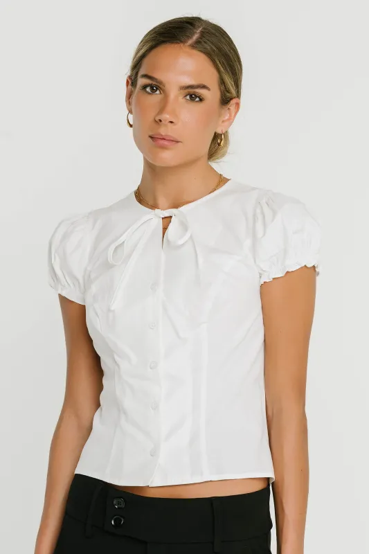 Josie Button Up Top in White made by bohme