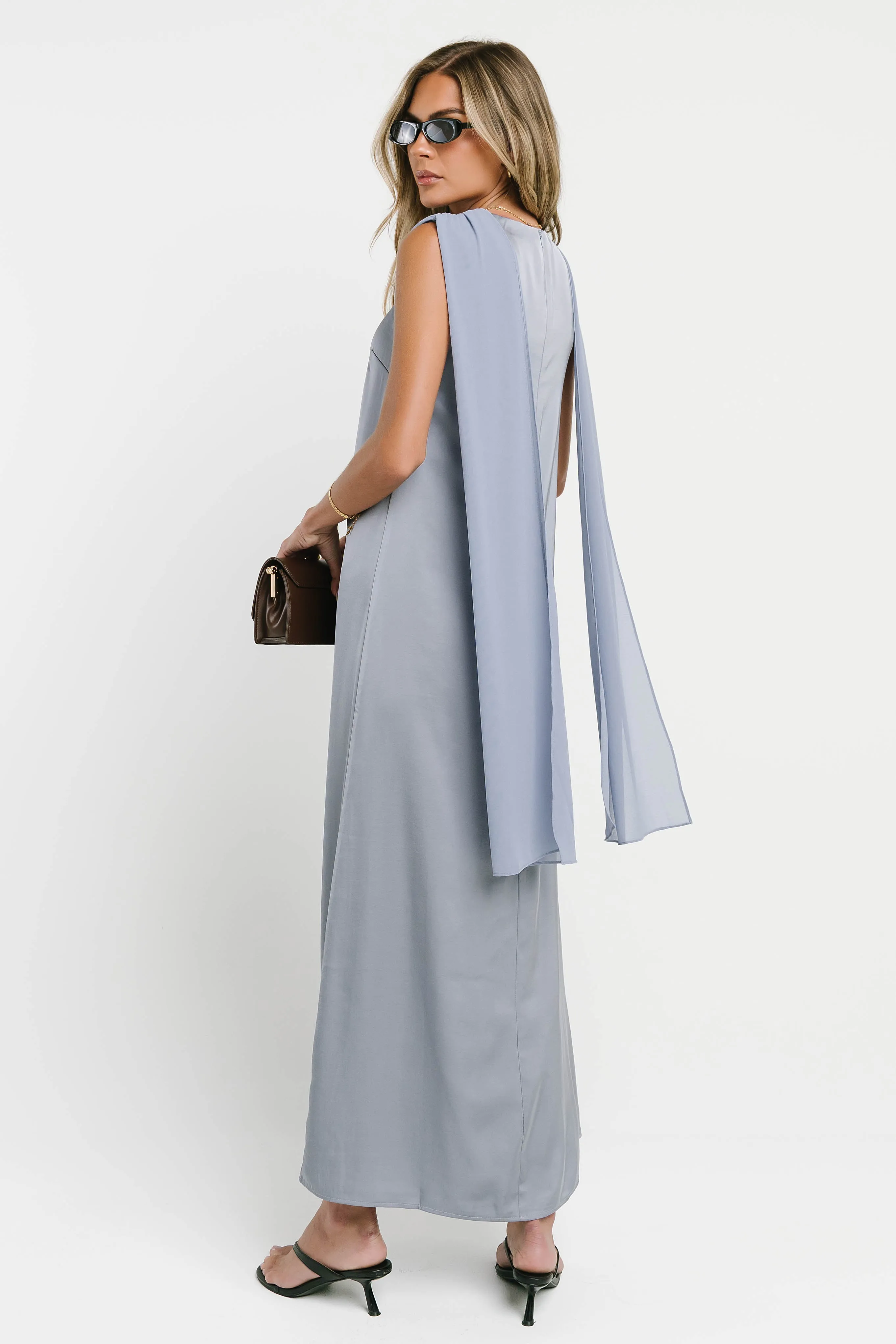 Lauren Satin Maxi Dress in Blue sold by bohme product image thumbnail 2