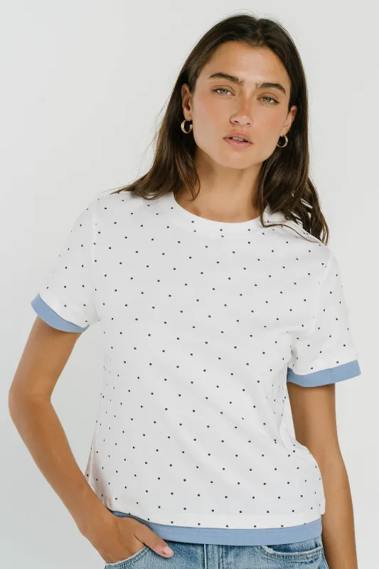 Eve Layered Polka Dot Top in Off White made by bohme