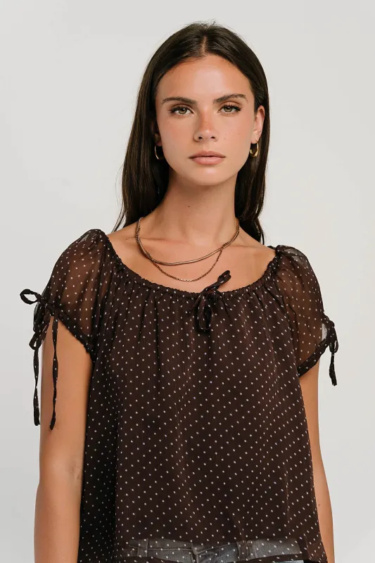 Rynlee Polka Dot Blouse in Brown made by bohme