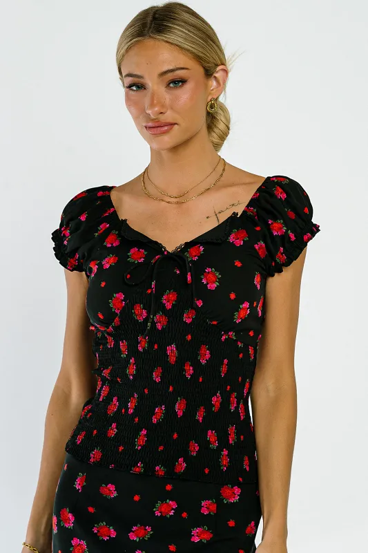 Angelina Smocked Blouse in Black made by bohme