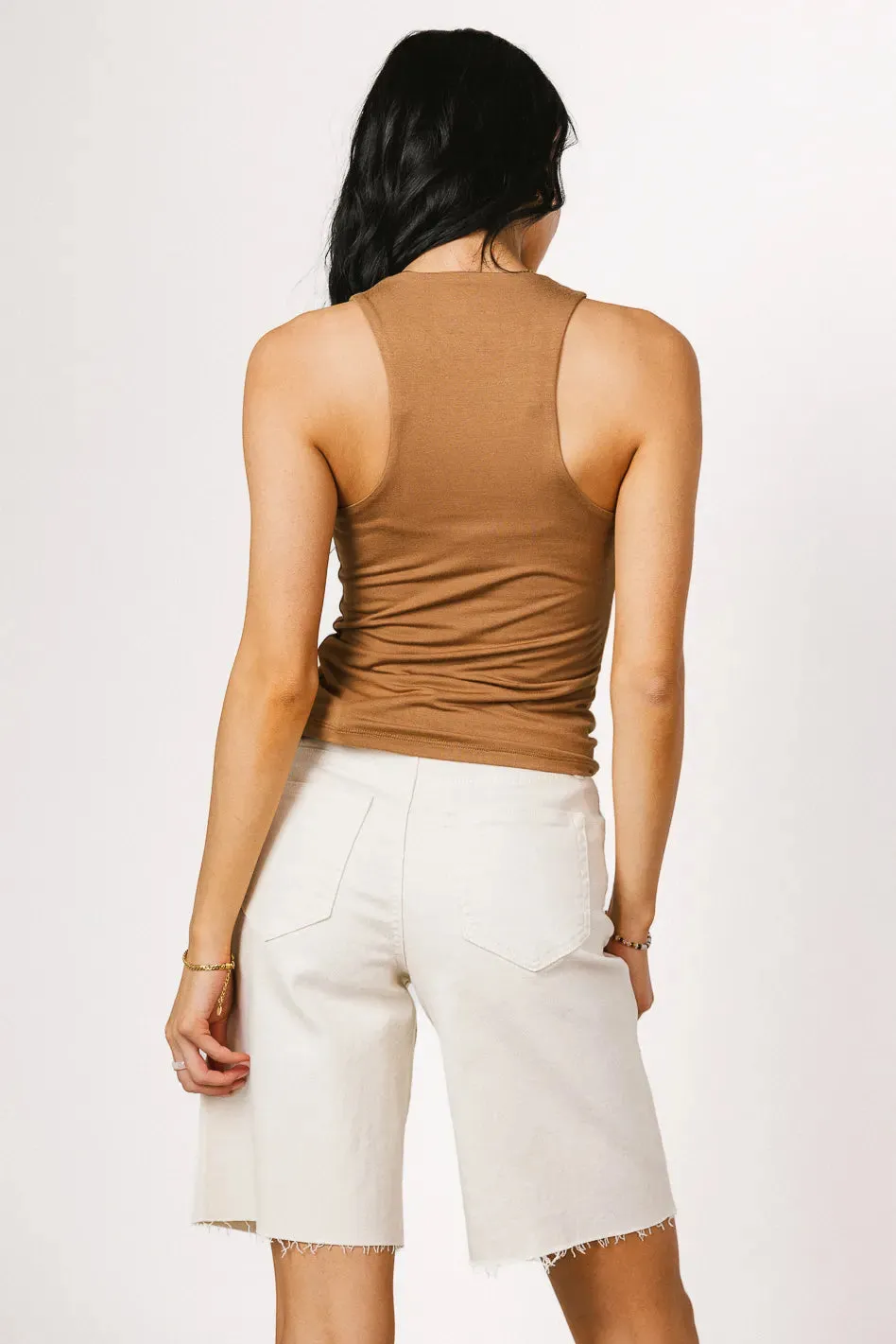 Sleek Jersey Solid Tank in Camel - FINAL SALE sold by bohme product image thumbnail 4