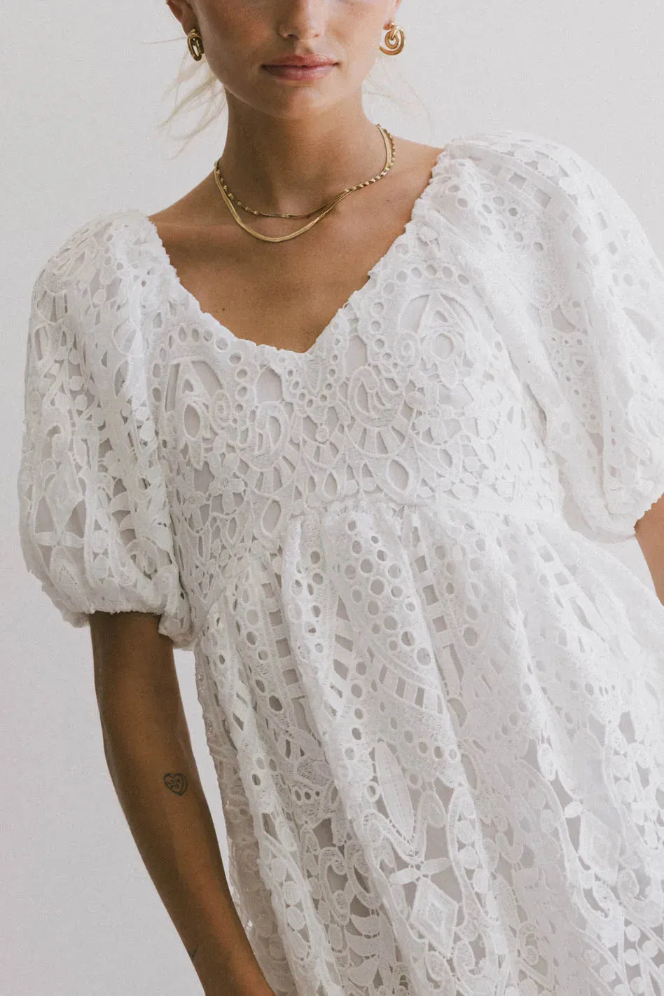 Devon Eyelet Lace Maxi Dress in Ivory - FINAL SALE sold by bohme product image thumbnail 2