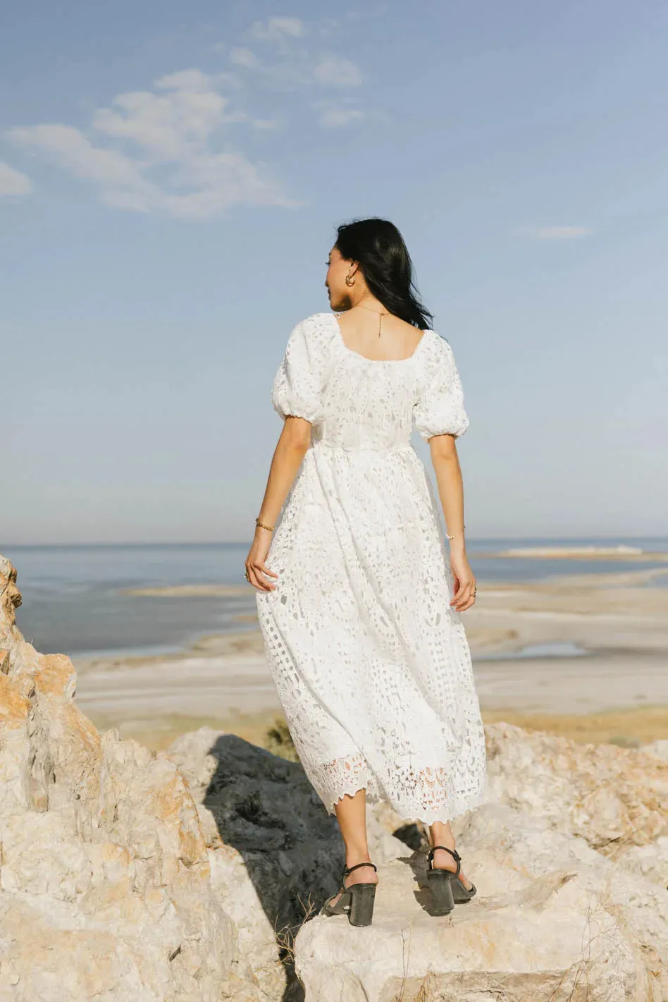 Devon Eyelet Lace Maxi Dress in Ivory - FINAL SALE sold by bohme product image thumbnail 3