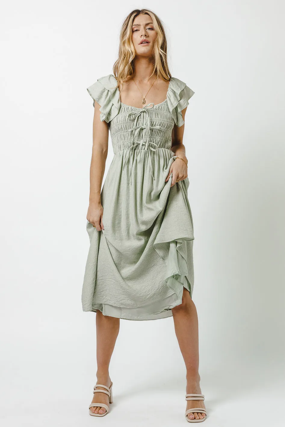Dallas Midi Dress in Sage - FINAL SALE sold by bohme product image thumbnail 4