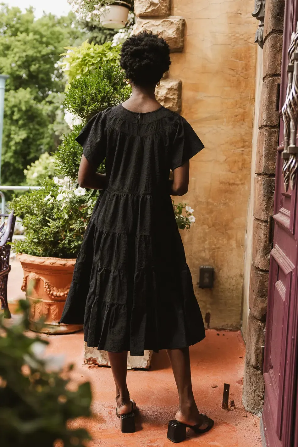 Neve Textured Midi Dress in Black - FINAL SALE sold by bohme product image thumbnail 3