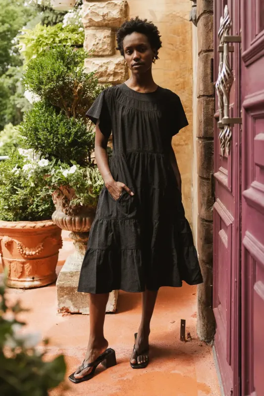 Neve Textured Midi Dress in Black - FINAL SALE sold by bohme