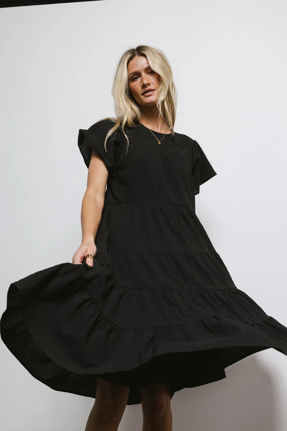 Neve Textured Midi Dress in Black - FINAL SALE sold by bohme product image thumbnail 5