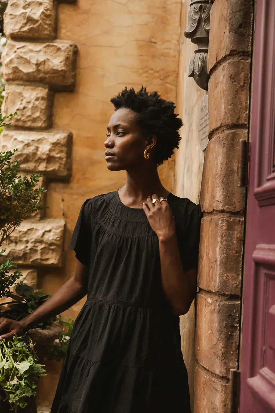 Neve Textured Midi Dress in Black - FINAL SALE sold by bohme product image thumbnail 2