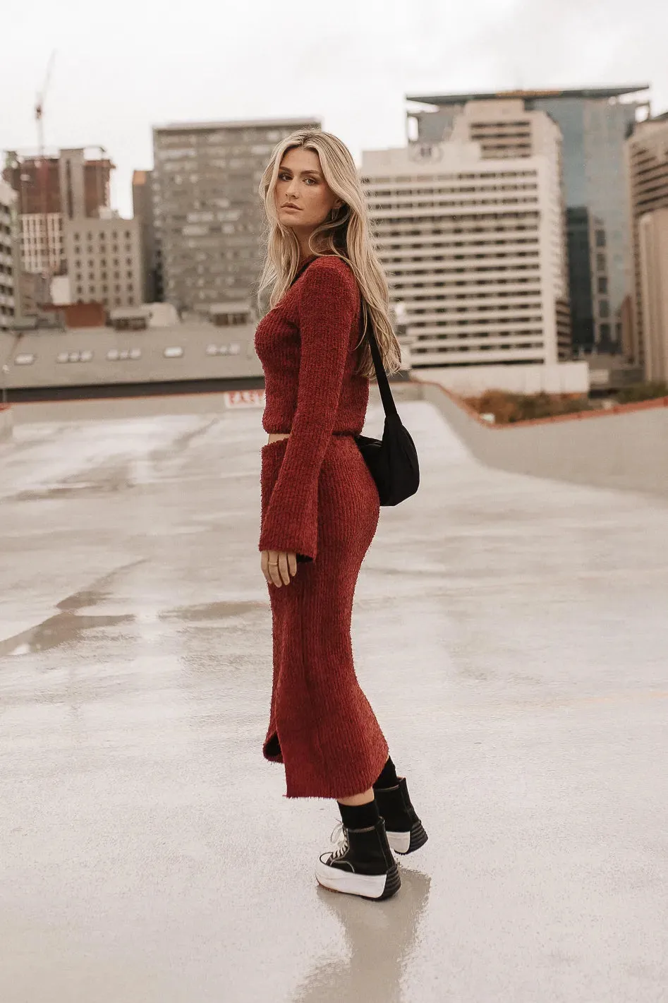 Briley Fuzzy Sweater in Rust sold by bohme product image thumbnail 3