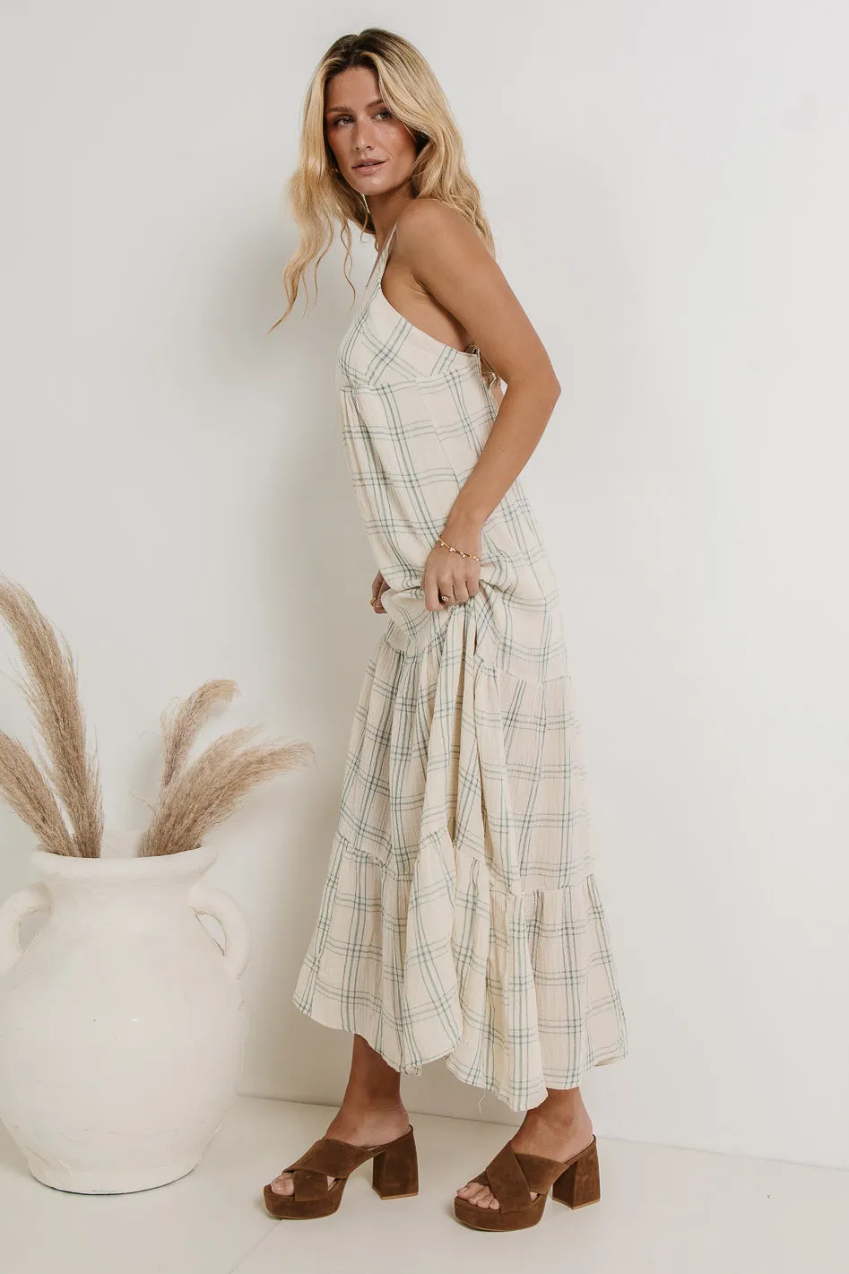Kendall Plaid Dress in Blue sold by bohme product image thumbnail 2