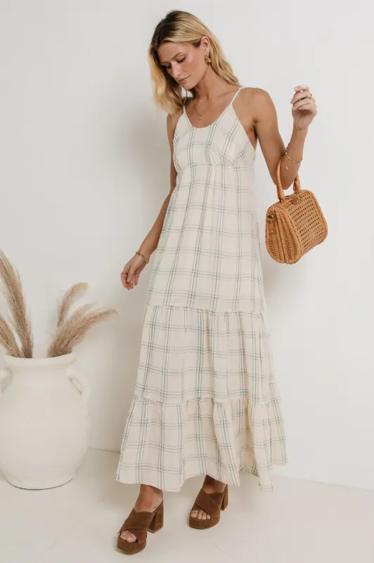 Kendall Plaid Dress in Blue sold by bohme