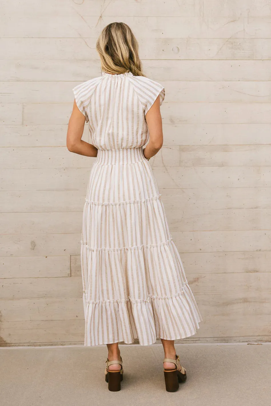 Claire Striped Maxi Dress in Taupe - FINAL SALE sold by bohme product image thumbnail 3