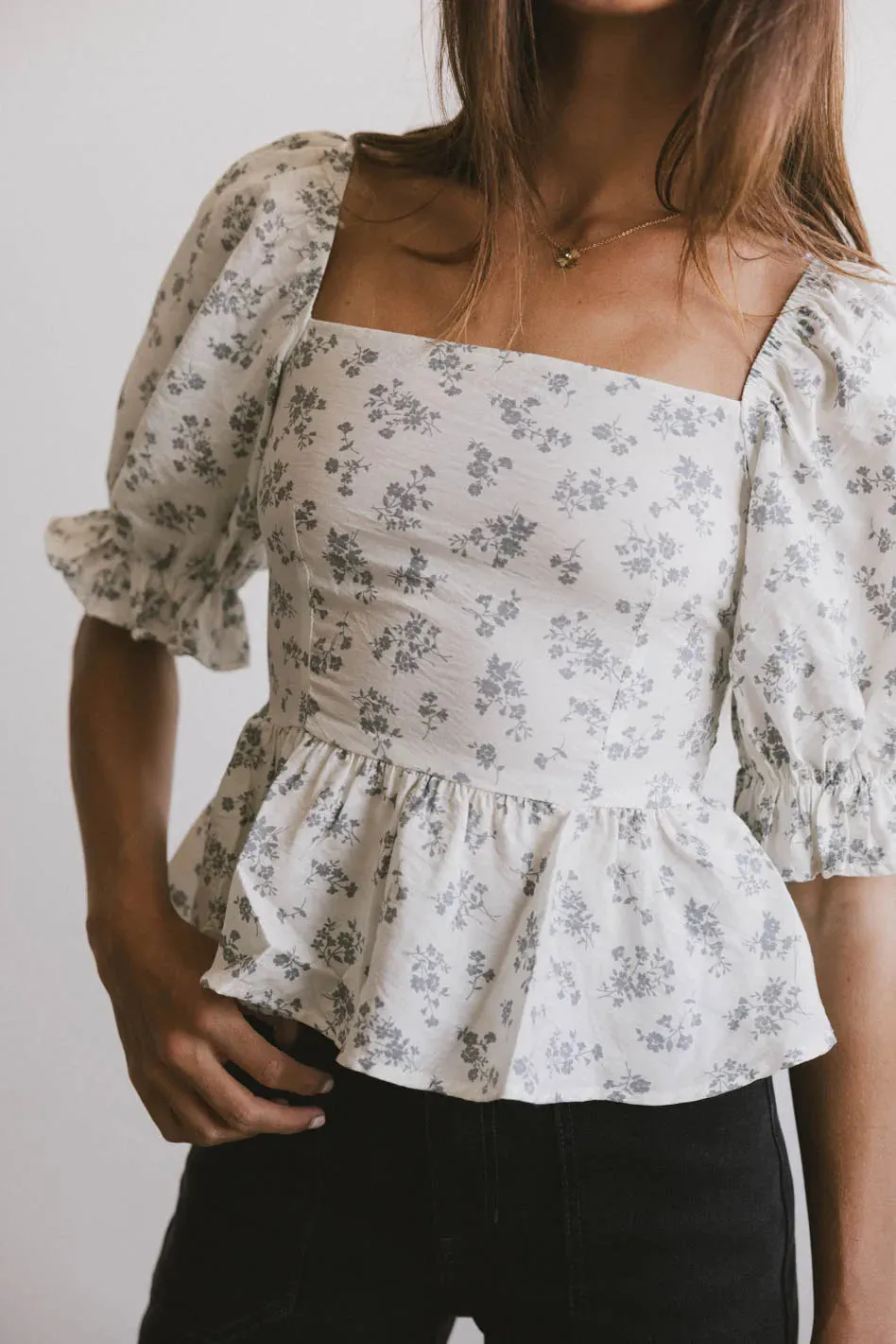Connie Ditsy Floral Peplum Top - FINAL SALE sold by bohme product image thumbnail 4
