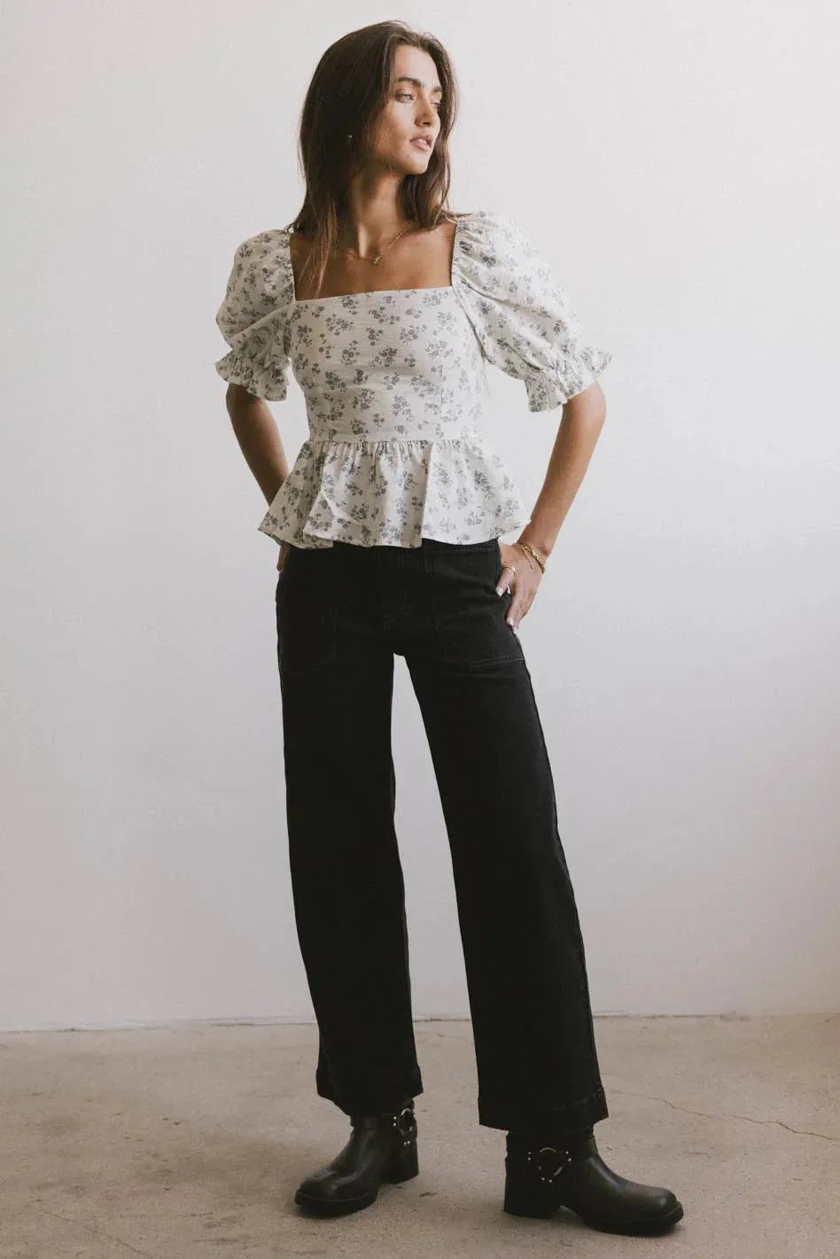 Connie Ditsy Floral Peplum Top - FINAL SALE sold by bohme product image thumbnail 3