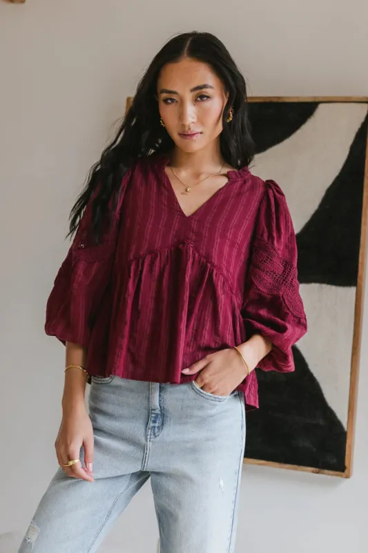 Ellison Blouse in Burgundy - FINAL SALE sold by bohme