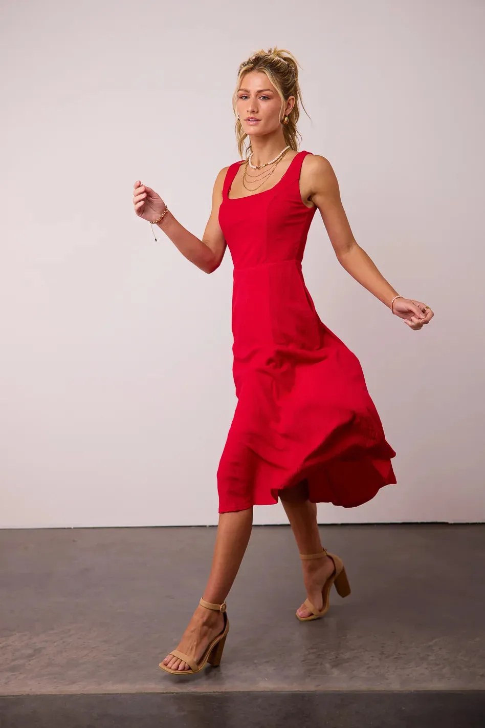 Carmela Midi Dress in Red - FINAL SALE sold by bohme product image thumbnail 4