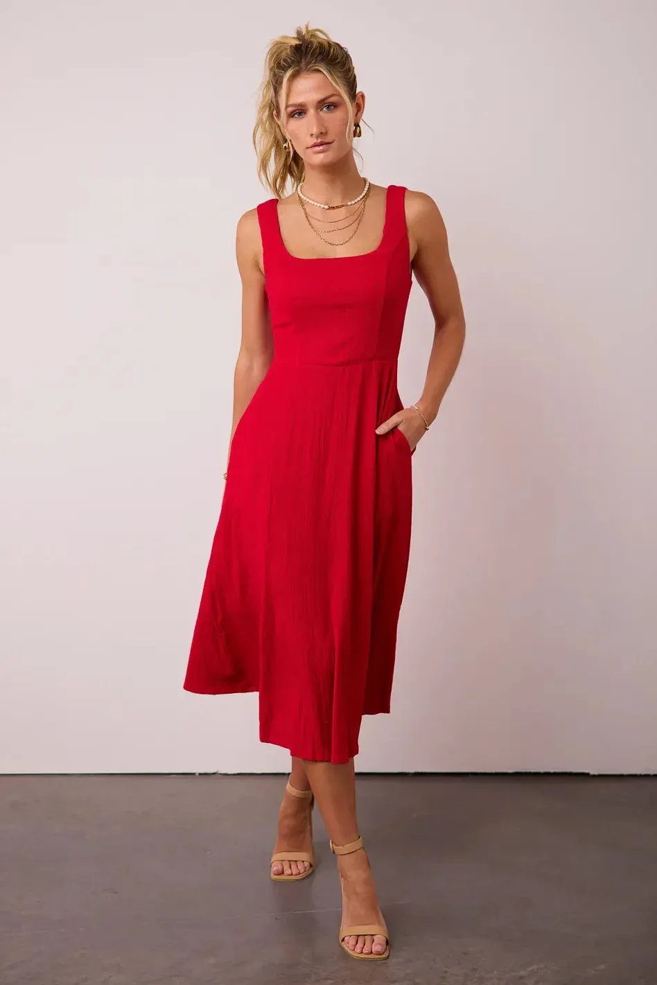 Carmela Midi Dress in Red - FINAL SALE sold by bohme product image thumbnail 5