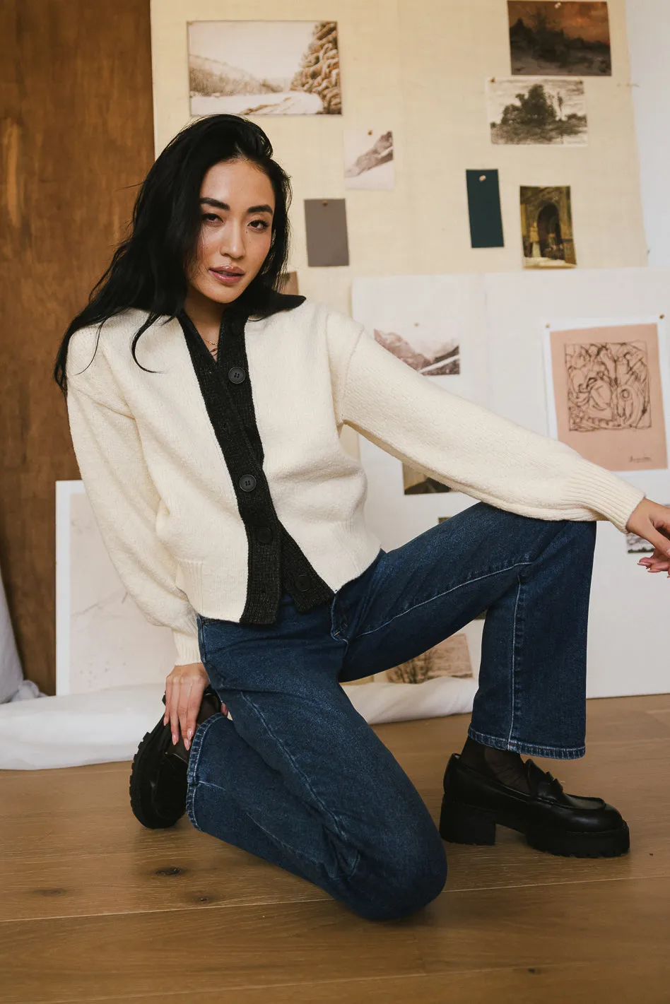 Hailey Colorblock Cardigan in Black - FINAL SALE sold by bohme product image thumbnail 3