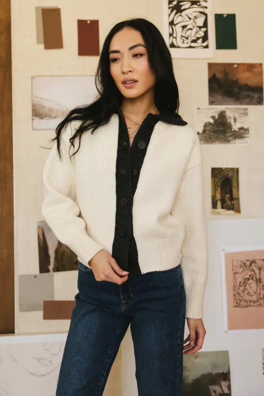 Hailey Colorblock Cardigan in Black - FINAL SALE sold by bohme