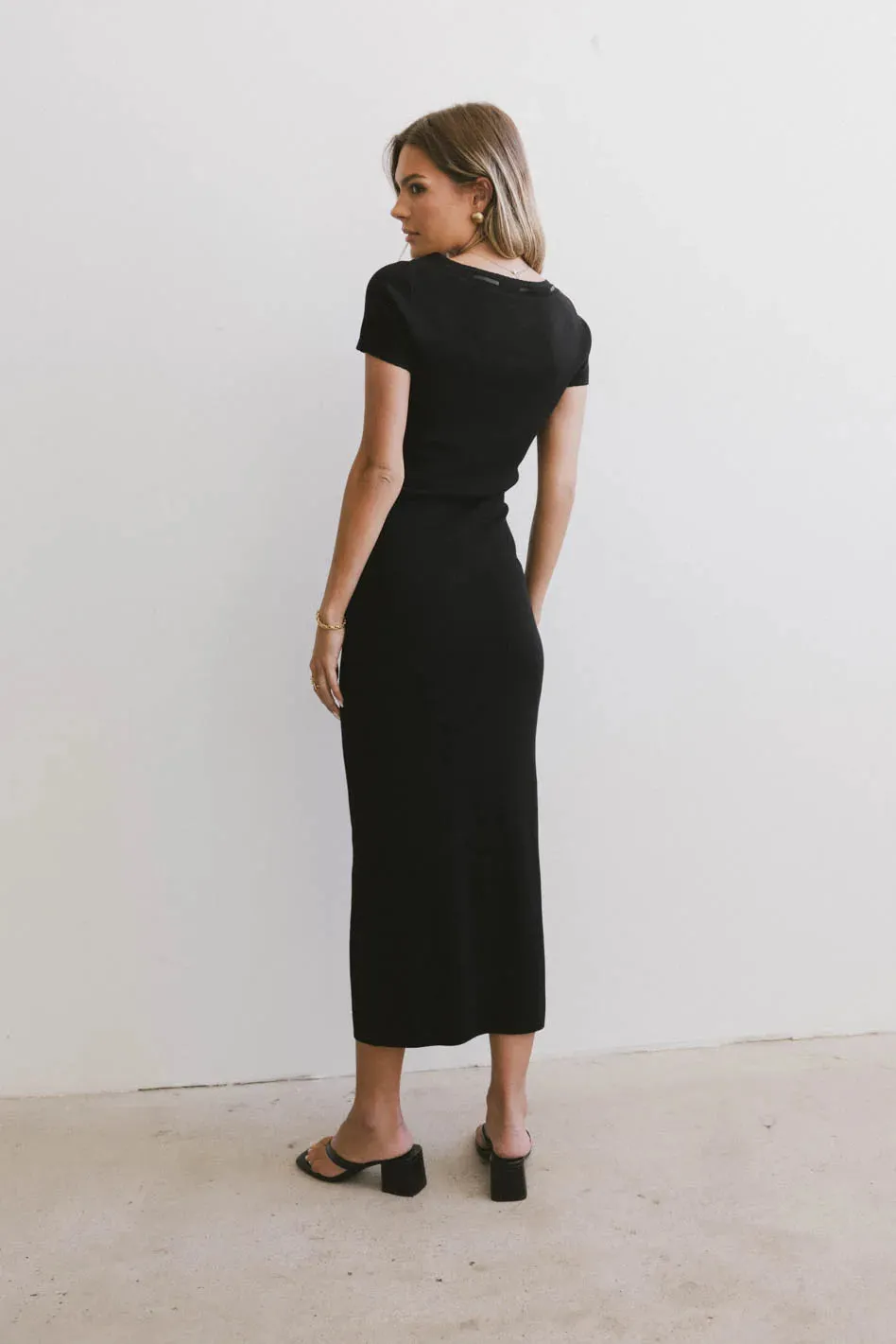 Ariah Ribbon Trim Sweater Dress in Black - FINAL SALE sold by bohme product image thumbnail 3