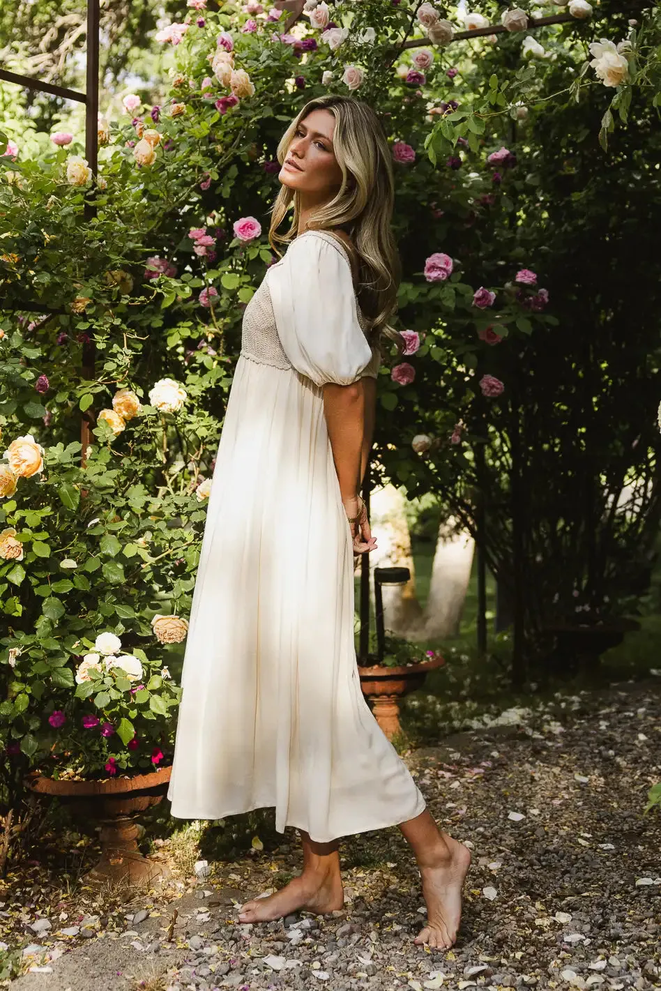 Nina Crocheted Midi Dress in Natural - FINAL SALE sold by bohme product image thumbnail 4