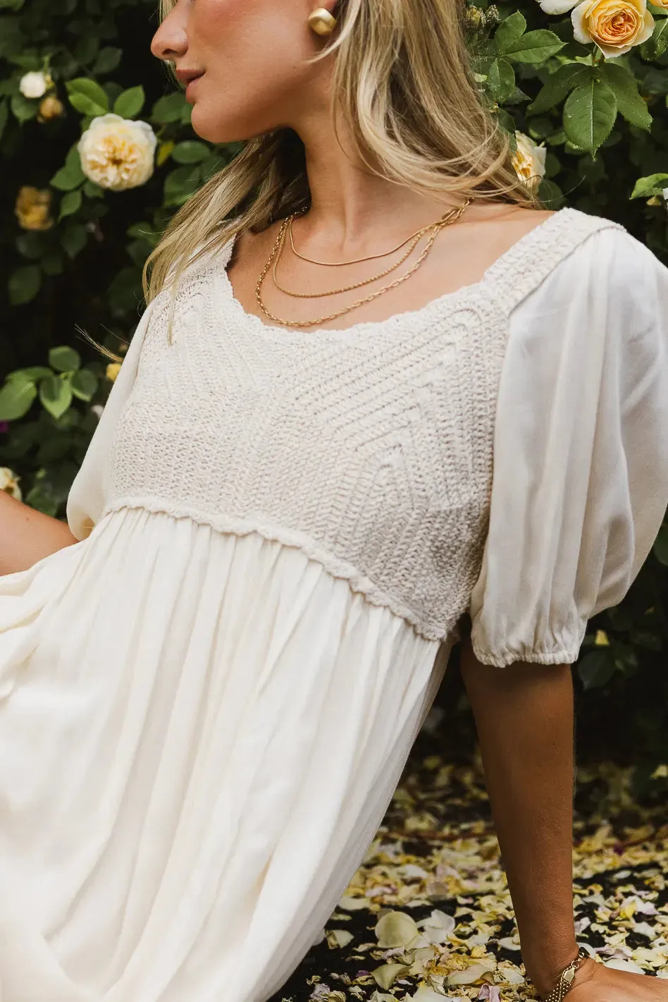 Nina Crocheted Midi Dress in Natural - FINAL SALE sold by bohme