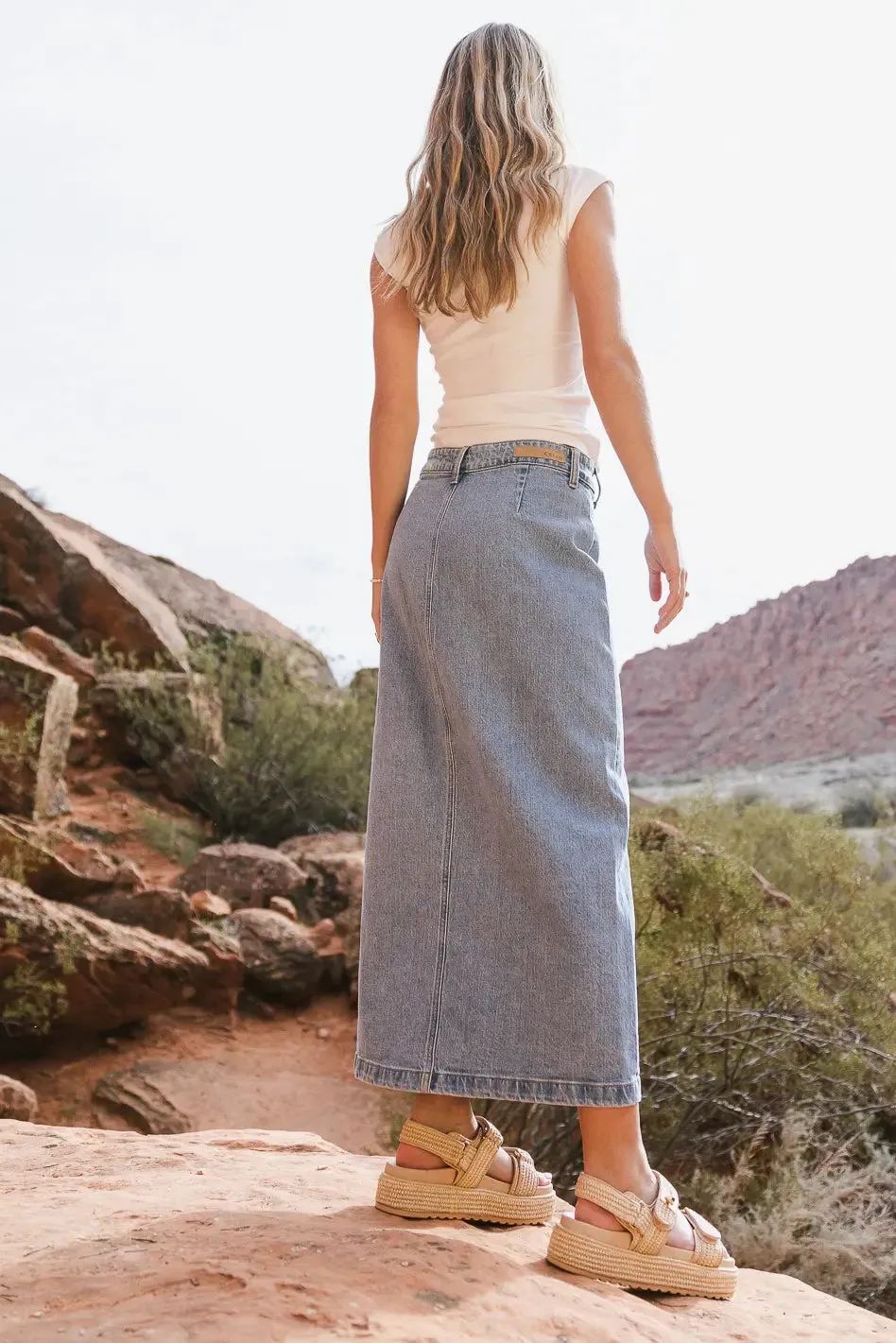 Halle Button Denim Skirt - FINAL SALE sold by bohme product image thumbnail 2