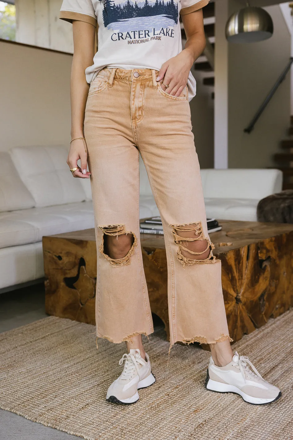 Charlie Distressed Jeans in Mustard - FINAL SALE sold by bohme