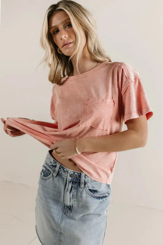 Raina Washed T-Shirt in Peach - FINAL SALE sold by bohme