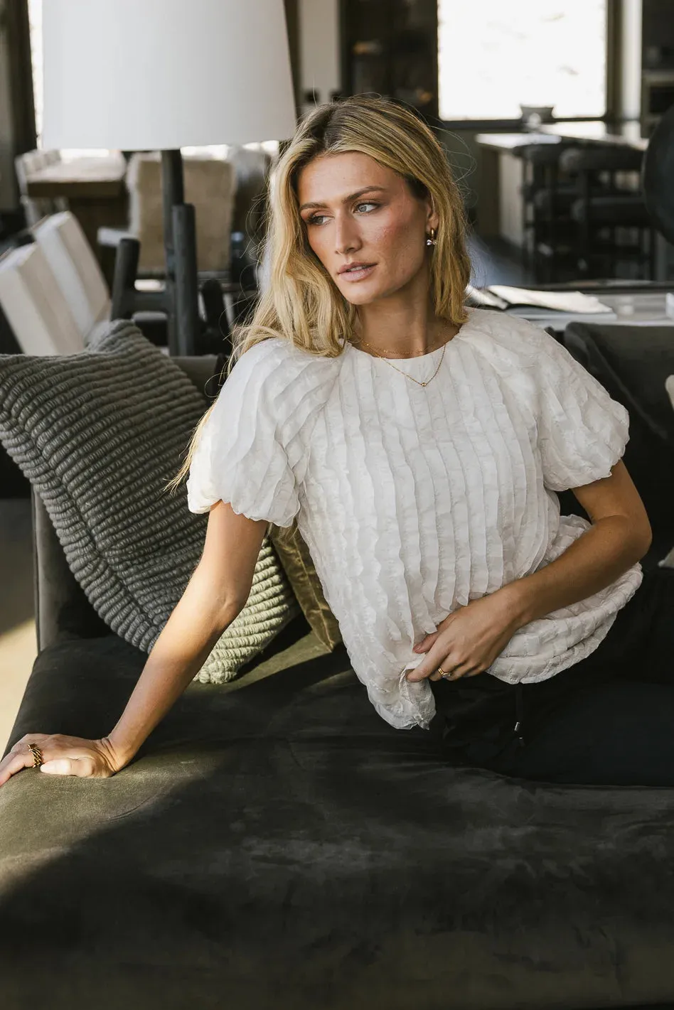Patton Ruffle Blouse in Cream - FINAL SALE sold by bohme