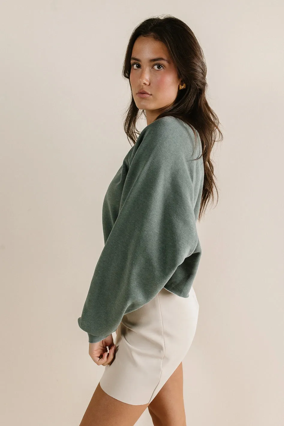 Nara Cropped Sweatshirt in Green - FINAL SALE sold by bohme product image thumbnail 5