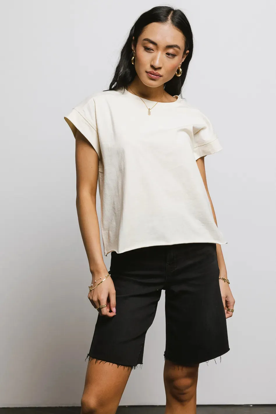 Layla Muscle Tee in Cream - FINAL SALE sold by bohme