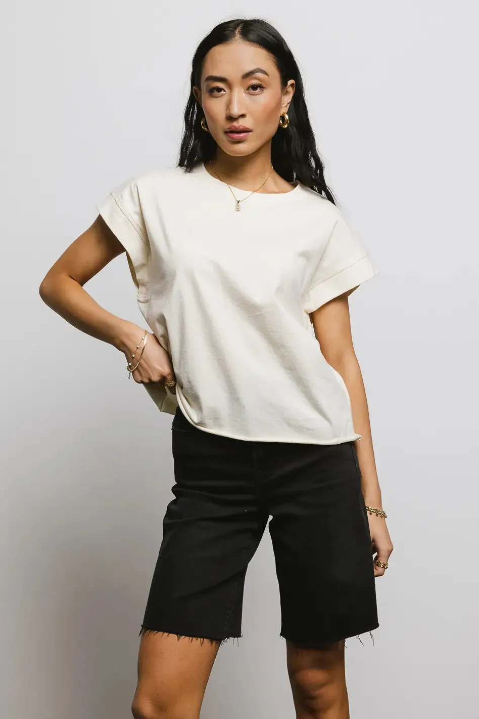 Layla Muscle Tee in Cream - FINAL SALE sold by bohme product image thumbnail 4