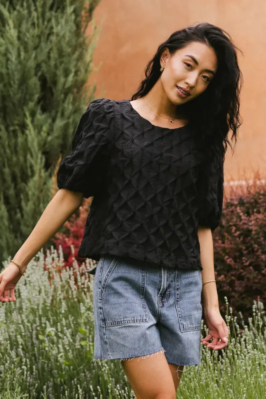 Beverly Textured Blouse in Black - FINAL SALE sold by bohme