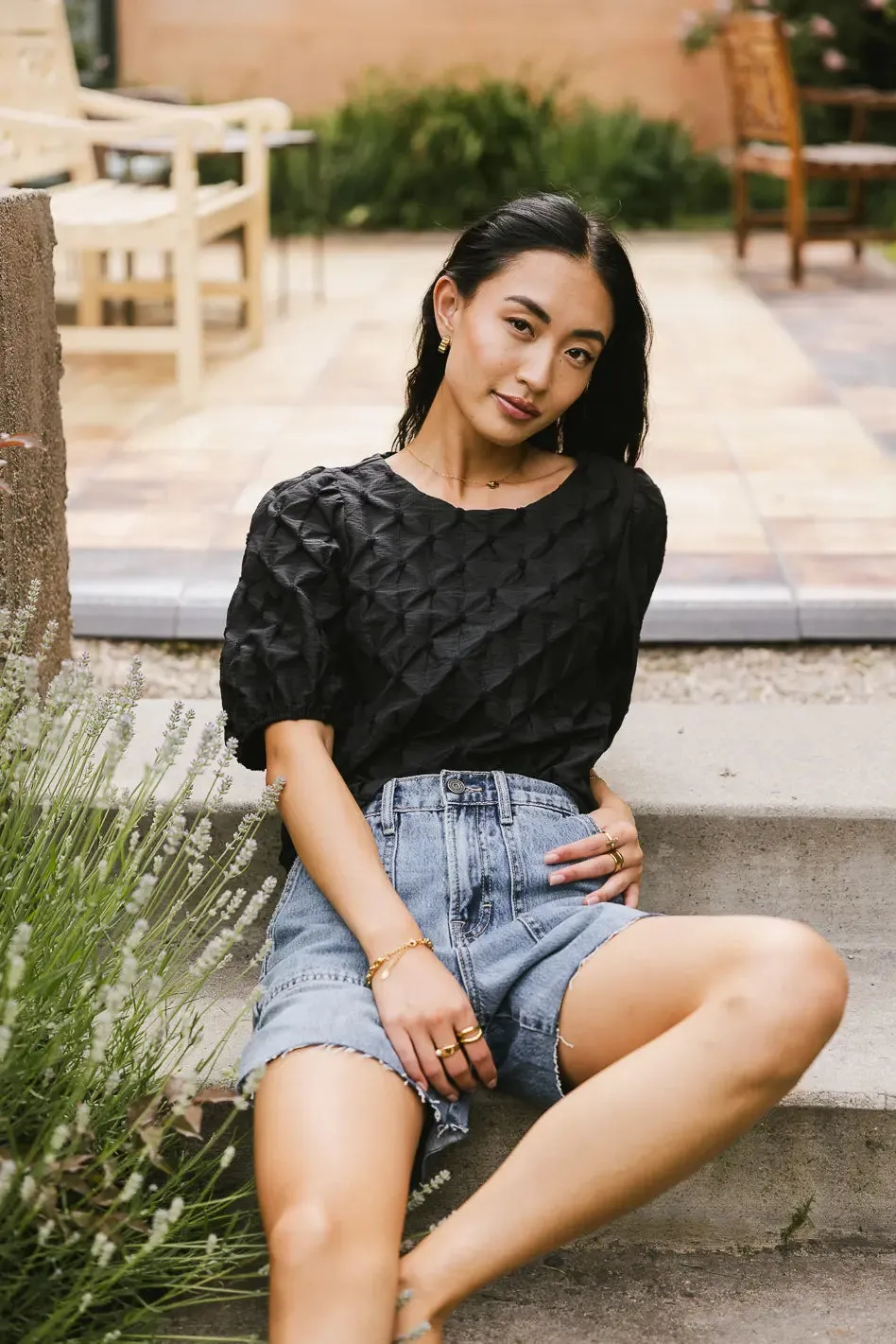 Beverly Textured Blouse in Black - FINAL SALE sold by bohme product image thumbnail 4