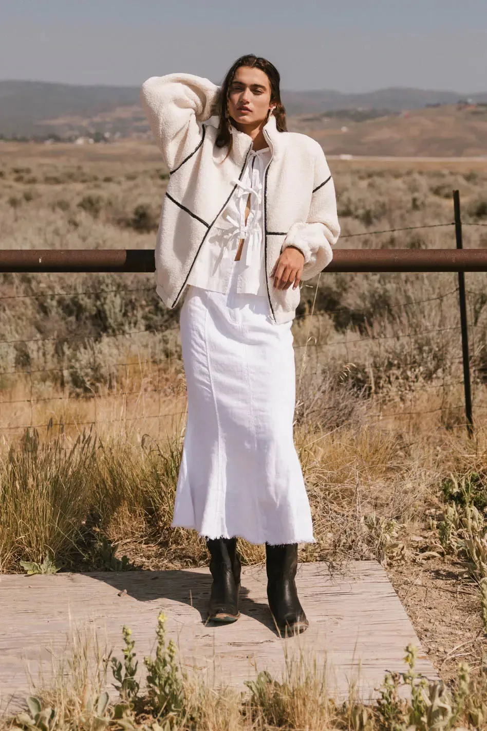 Gabby Fleece Zip Up in Cream - FINAL SALE sold by bohme product image thumbnail 4