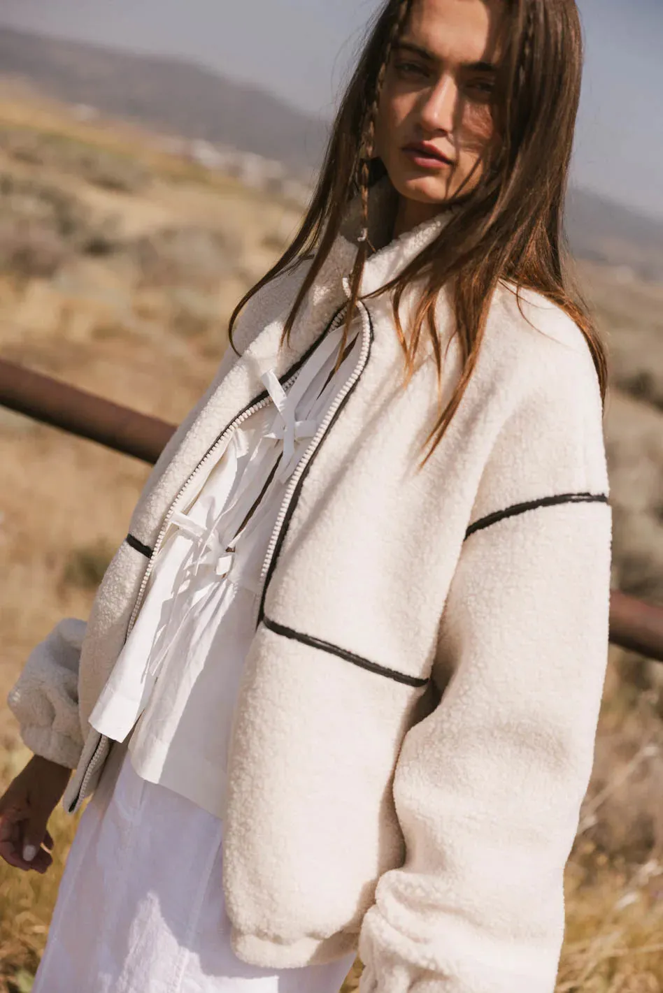 Gabby Fleece Zip Up in Cream - FINAL SALE sold by bohme